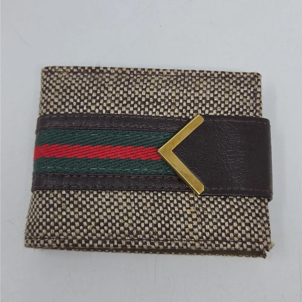 Vintage Men’s Bifold Wallet with Stripe Detail – Canvas Wallet Hong Kong 80s